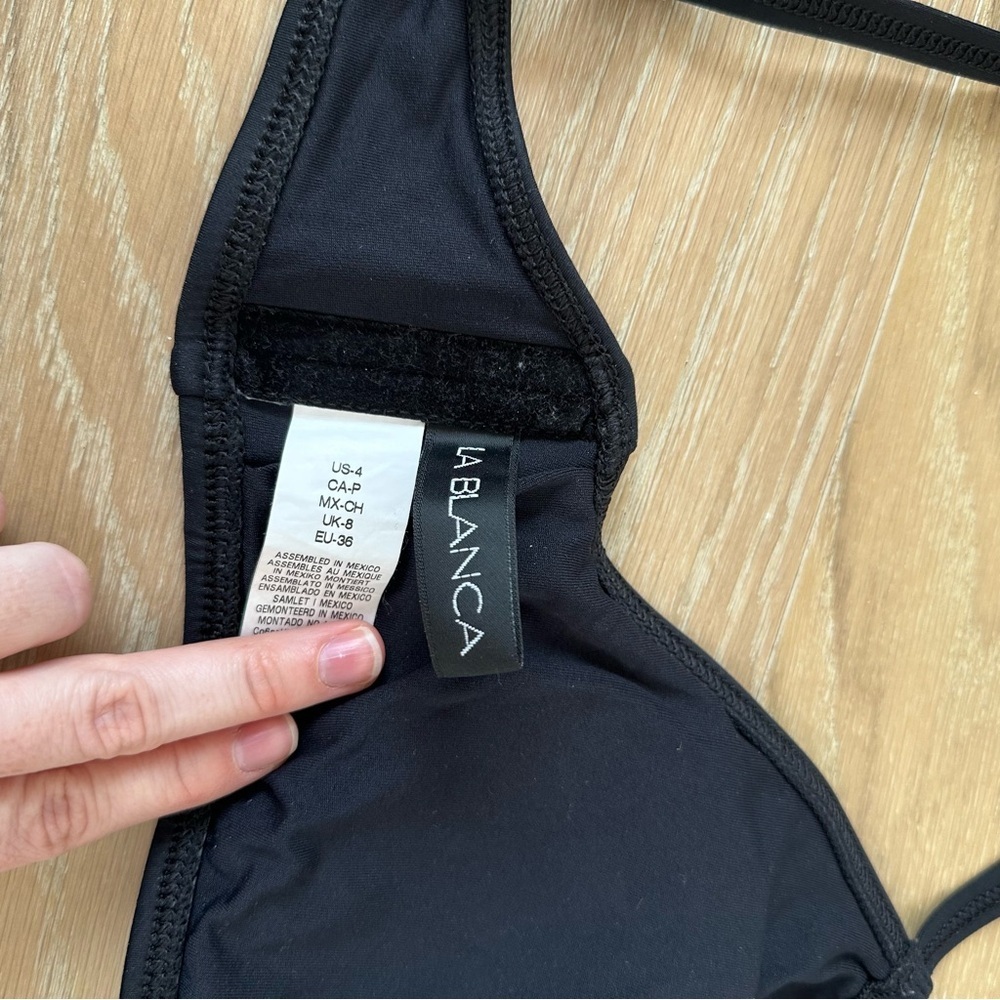 La Blanca Black Island Goddess Keyhole Swim Swimsuit Bikini Top Halter Small 4 - Picture 7 of 8